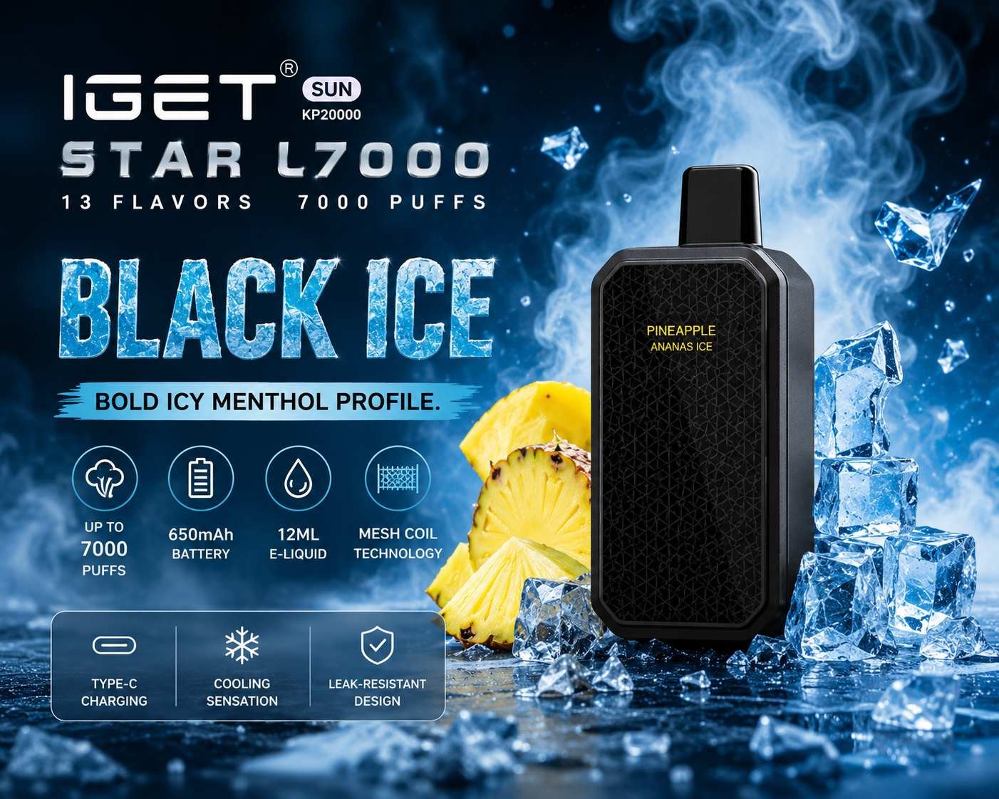 IGET SUN KP20000 Black Ice — buy IGET disposable online in Delhi NCR