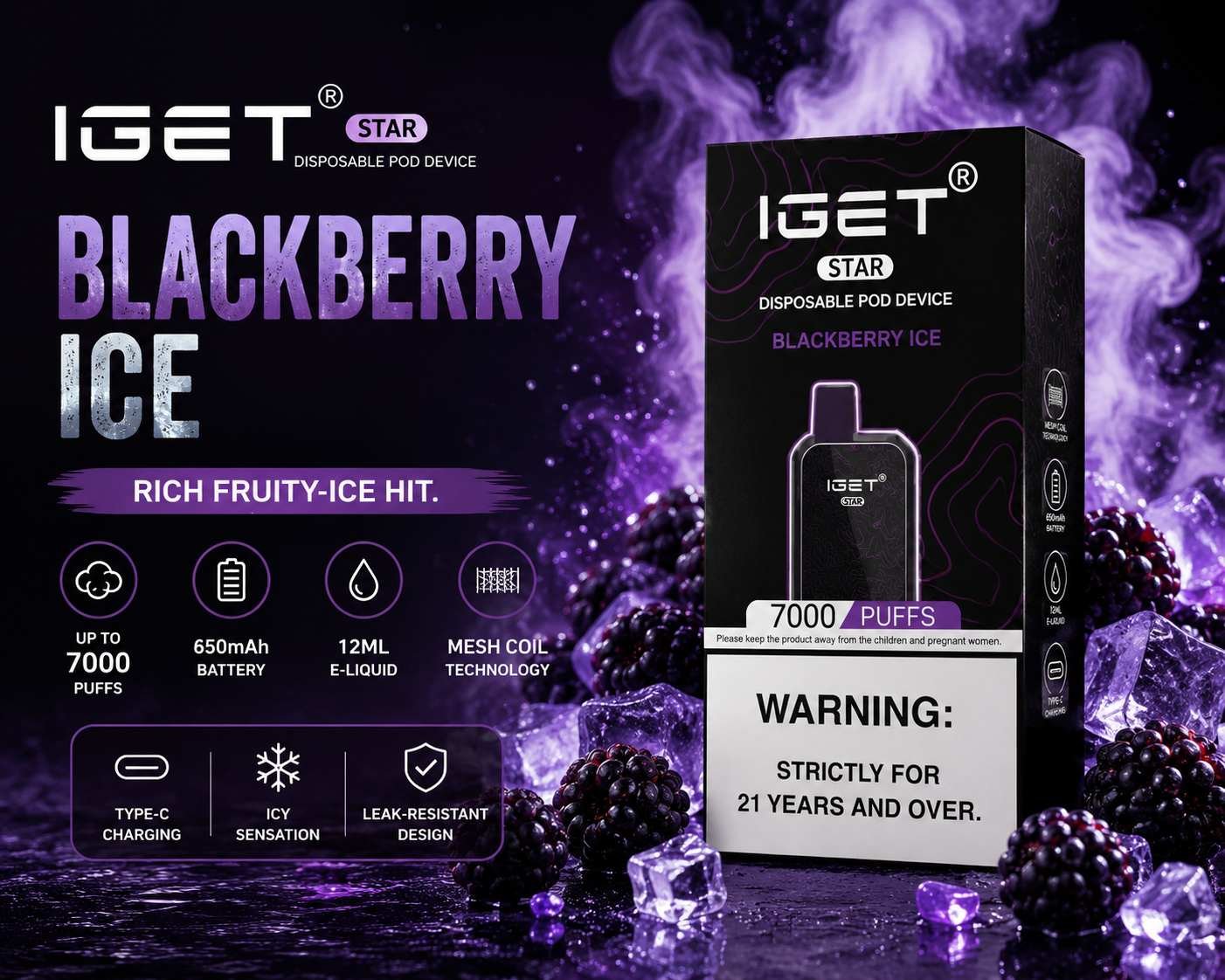 IGET POWER B15000 Blackberry Ice — buy IGET disposable online in Delhi NCR